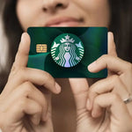 autocollants carte bancaire effet laser logo starbucks vert noir holographique anti rayures
