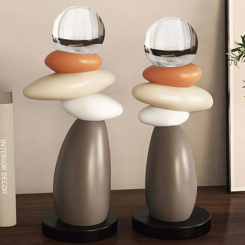 décoration moderne sculpture pierre polie sphère transparente naturelle table maison cadeau adulte