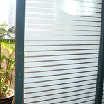 voilage adhésif rayures horizontales blanc moderne opaque chambre bain stripe deco protection thermique