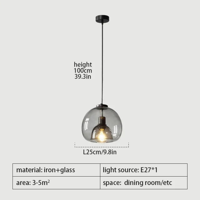 suspension transparente opale moderne pendentif verre pierre verre e27 249 2000 lumens gris fumée