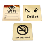 panneau informatif moderne adhésif or noir wifi non fumant toilette 10cm
