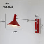 lampe murale articulée rouge blanc moderne prise fixée mur led chambre coucher