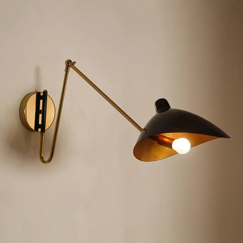 lampe murale articulée noir doré moderne scandinave flux lumineux 249 2000