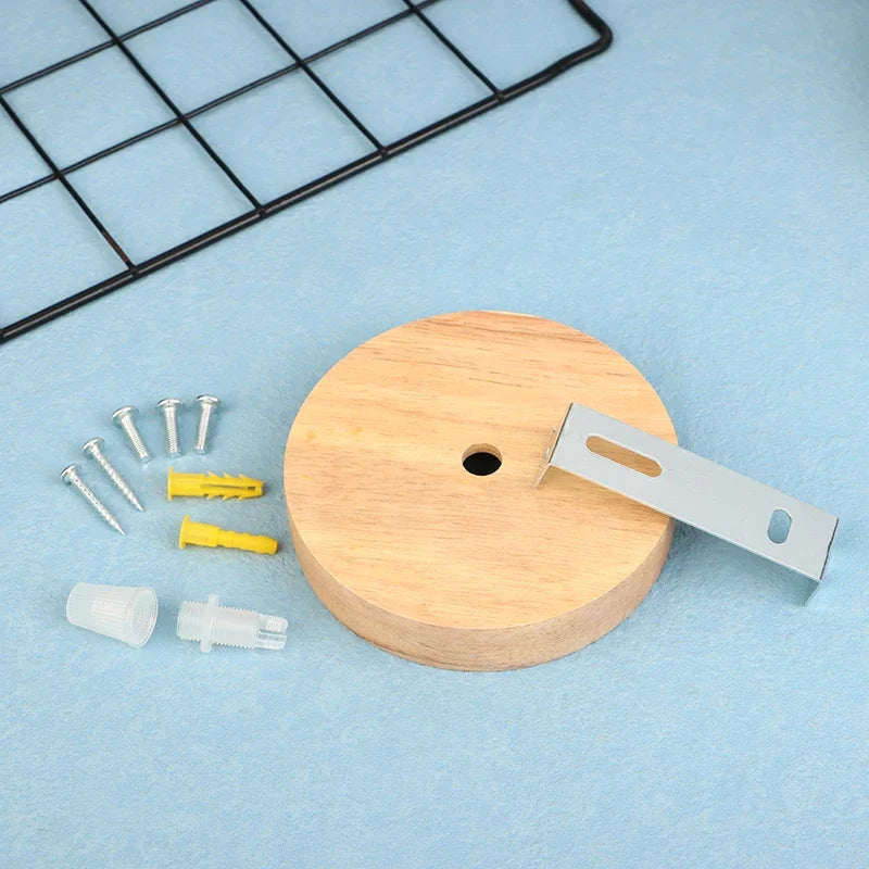 support circulaire bois naturel simple rustique vis fixation plaque inclusion grain