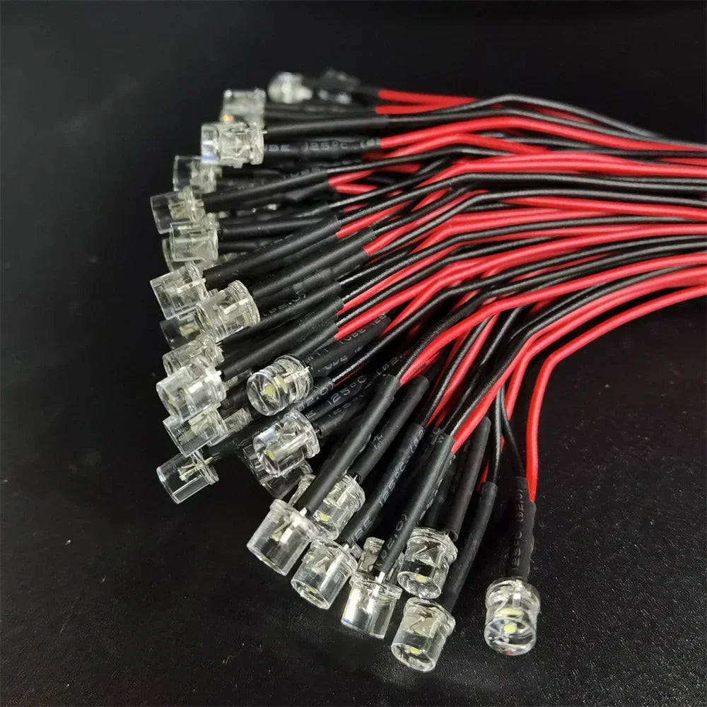 diode led plate transparente pré câblée rouge bleu vert jaune blanc rose uv rgb