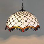 Lampe suspendue Tiffany mosaïque fleurs multicolore opacité chaîne salon chambre