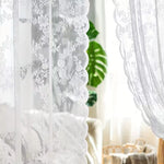 rideau blanc broderie florale transparent classique polyester machine laver 140x100cm