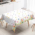 serviettes festives fleurs colorées assiettes verres nappe anniversaire décoration table pâques Blanc multicolore