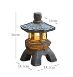 lanterne traditionnelle gris texture granitée détails sculptés japonais lampe led base graniteextérieur jardin