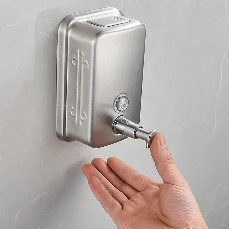 distributeur savon liquide mains acier inoxydable motifs floraux moderne salle bains argent noir doré