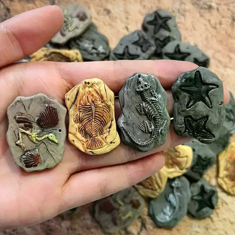 fossiles dinosaures plaques résine oiseau poisson reptile ornements maison gris beige noir realism