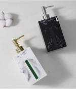 distributeur savon liquide céramique marbre blanc noir vert moderne salle bain parfum fleurs séchées
