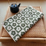 serviettes coton fleurées carreaux absorbantes adultes enfants moderne minimaliste vert rose marron jaune violet