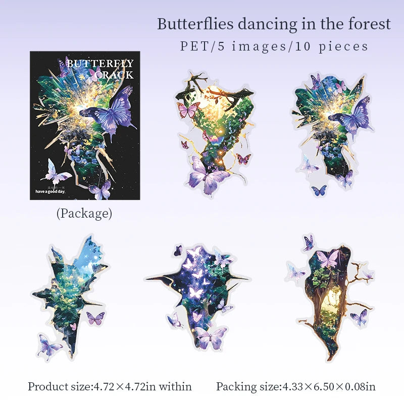 autocollants muraux abstraits papillons fleurs galaxie modernes bleus violets dorés noirs