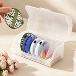 boîte rangement transparente éponges maquillage poignée moderne 12 tampons coton tige anti poussière organisateur