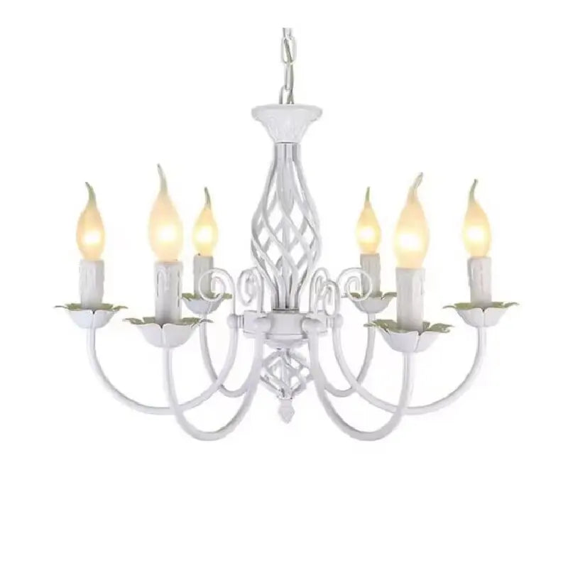 lustre pendentif blanc classique ampoules éclairage salon chambre restaurant vintage métal