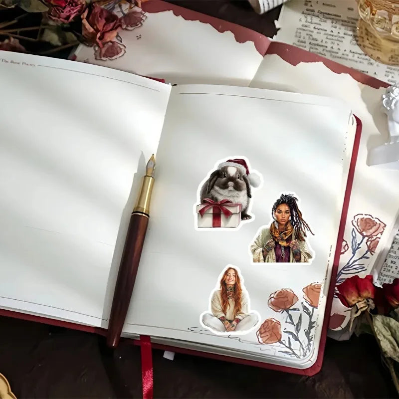 stickers autocollants portraits tatouages différentes couleurs peau cheveux vêtements scrapbooking téléphone photo album