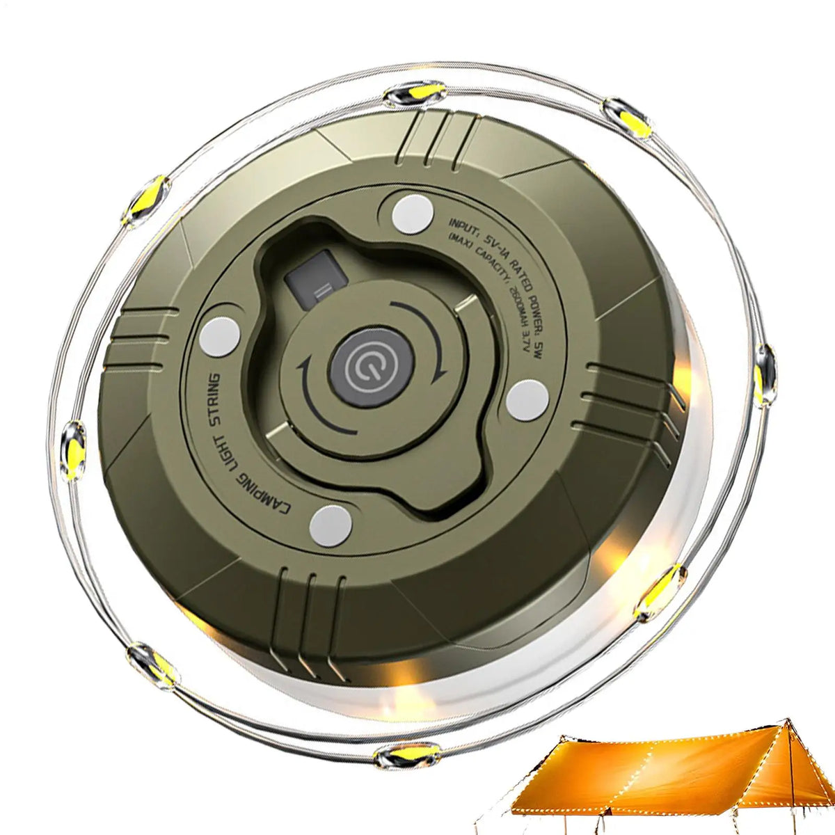 guirlande lumineuse led camping 20m rechargeable usb vert olive jaune transparent