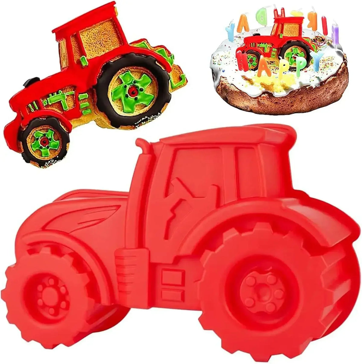 moules gâteau silicone tracteurs rose bleu modernes facilement nettoyables sans odeur déformable respectueux environnementOpaque