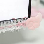 cache écran dentelle rubans coeurs rose blanc noir