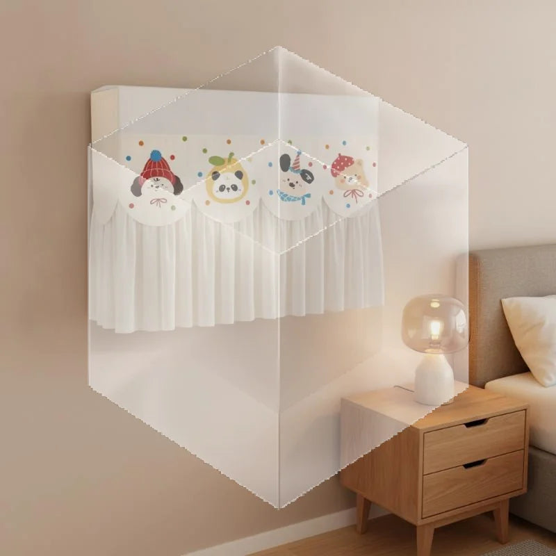 rideau protection climatiseur tissu écologique adhésif motifs animaux mignons couleurs vives plissé sans perçage