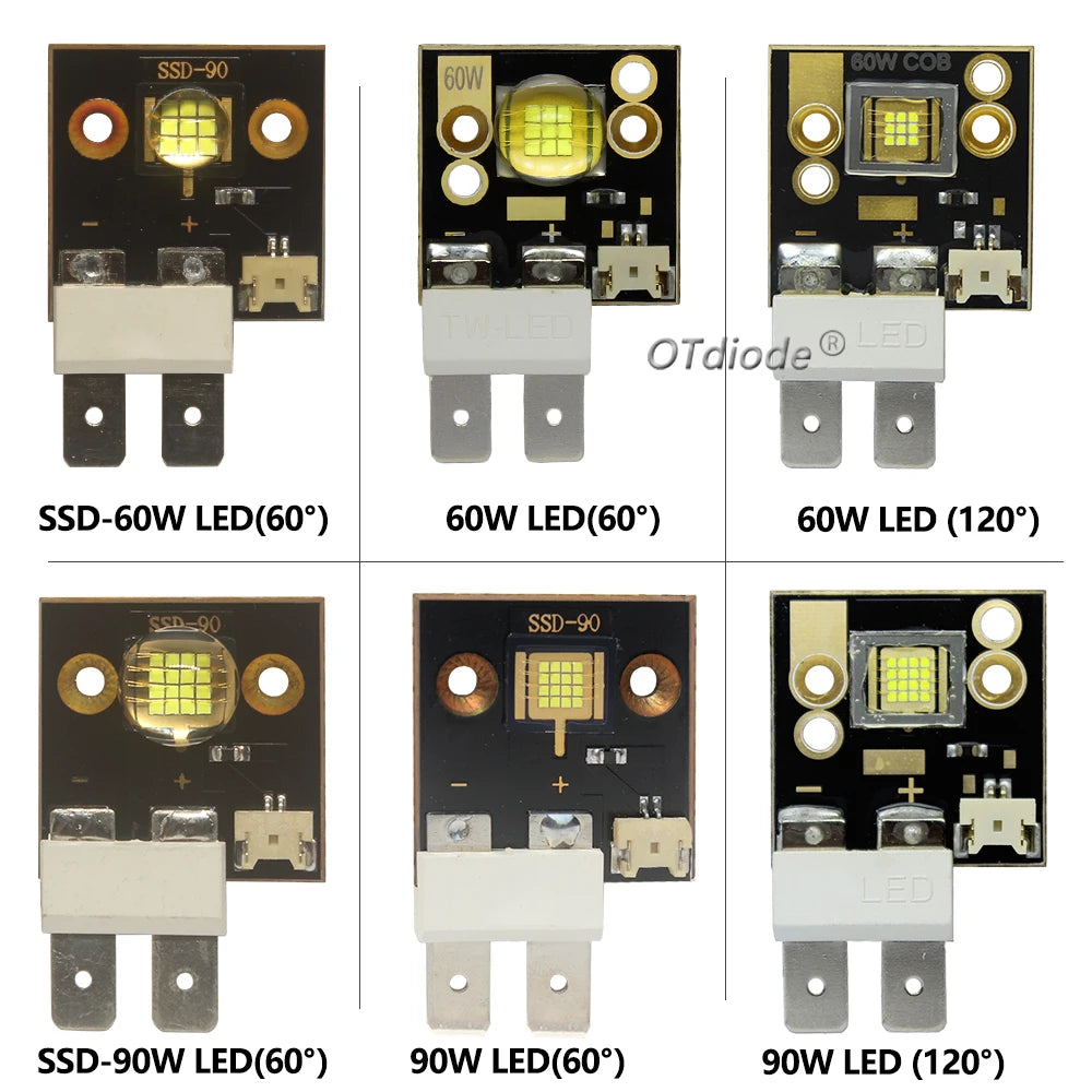 lampe led 60w 90w 7000k 8000k 60deg 90deg 12a 20a clips noir doré blanc