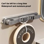 porte balai mural moderne clips fixation balai poignée brosse papier toilette gris beige blanc