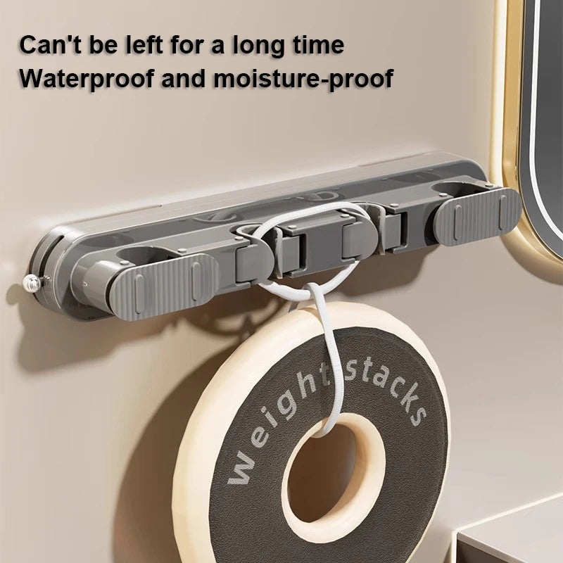 porte balai mural moderne clips fixation balai poignée brosse papier toilette gris beige blanc
