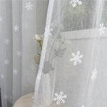 rideau blanc brodé flocons neige transparent moderne maison chambre salon