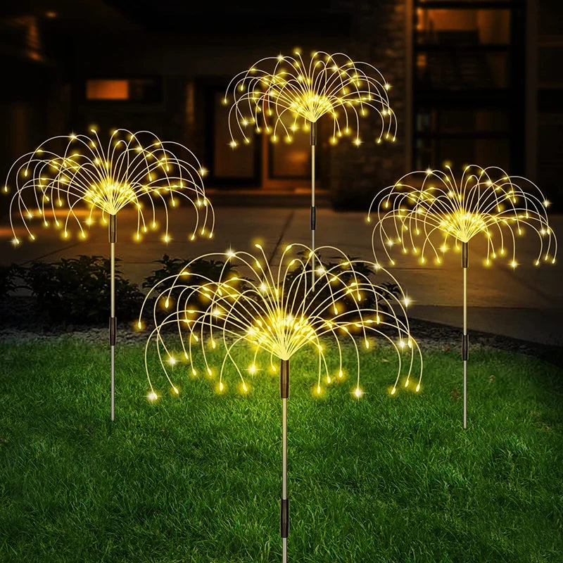 décorations solaires multicolores feu d'artifice clips modernes extérieures led étanches jardinées clips câbles connecteurs