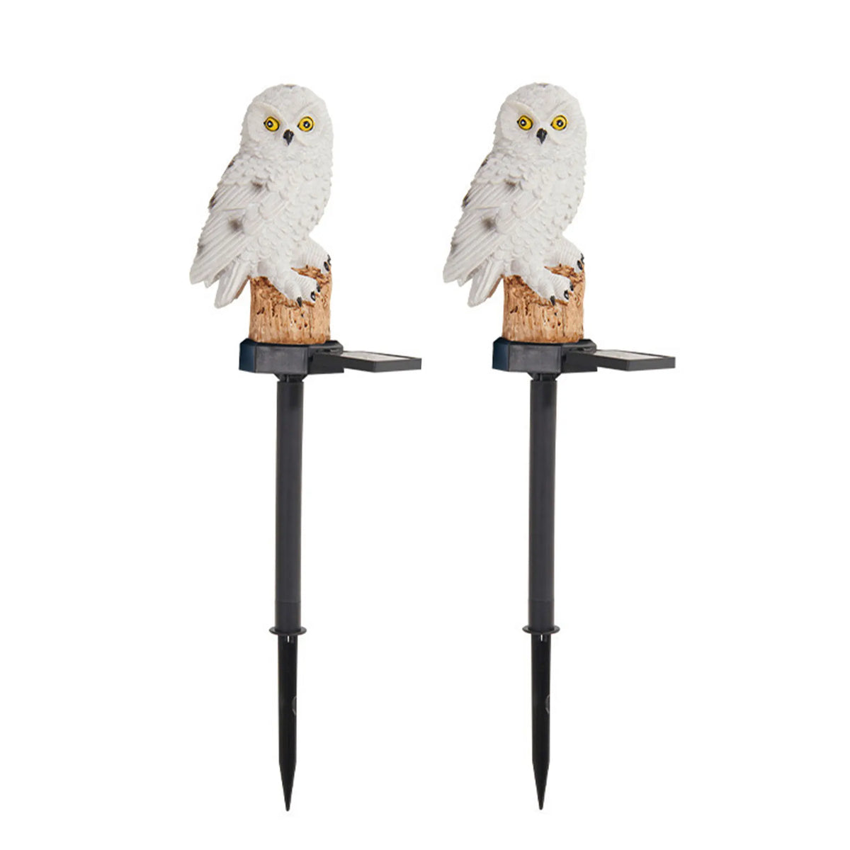 décoration solaire oiseau hibou blanc brun réaliste extérieur jardin moderne led résine