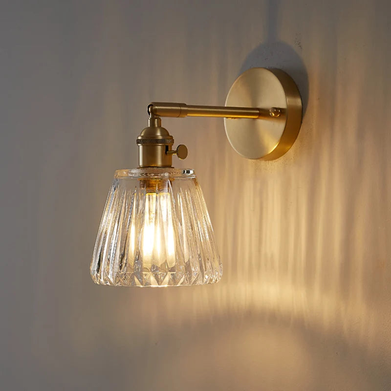 lampe murale moderne or transparent rayures interrupteur rotatif chambre entrée
