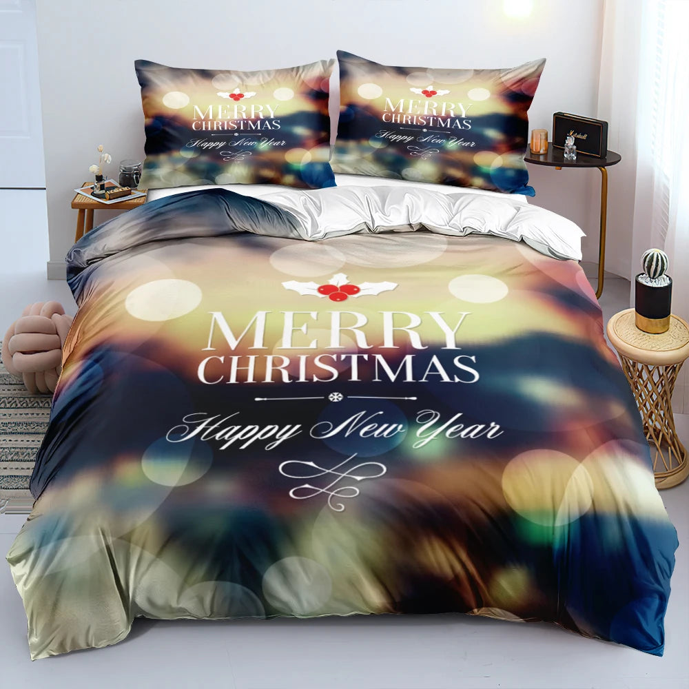 Housse de couette Noël en couleur rouge avec design joyeux
