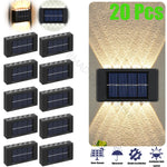 lampe murale solaire 10 led moderne panneau solaire extérieur jardin noir bleu minimaliste