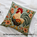housse coussin floral coq relief rustique champêtre lit amovible lavable polyester coton motifs fleurs