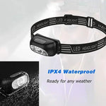 lampe frontale rechargeable led puissante mini noir bande ajustable camping