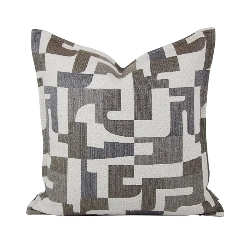taies d'oreiller deco geometrique blanc gris polyester respectueux environnement contemporain opacité adhésif maison 35x50cm