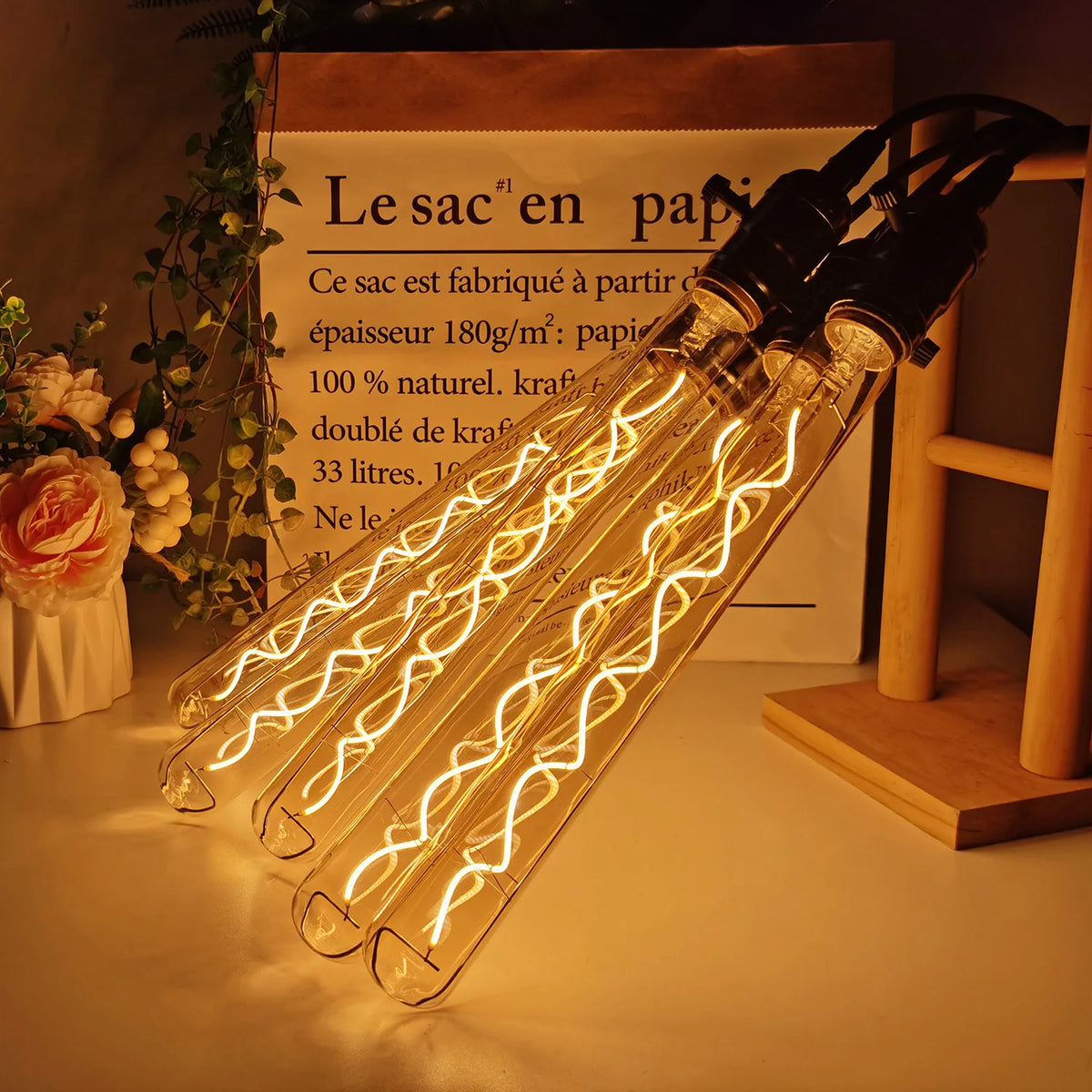 ampoule led transparente spirale dorée vintage 360 degres 300mm 15000h