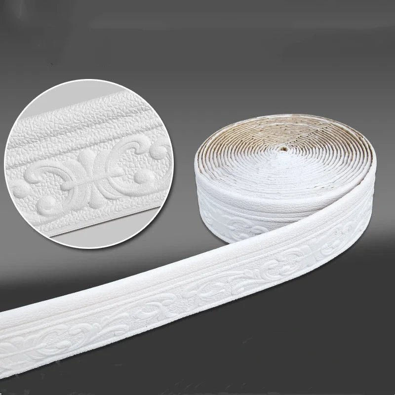 ruban decoratif autoadhesif or argent blanc ornements floraux classique 10m 8cm stickers murals
