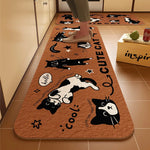 tapis sol gris blanc motifs animaux oiseau chat poisson moderne cartoon