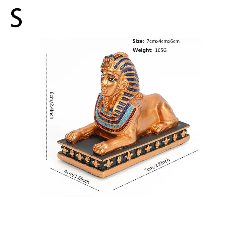 décoration égyptienne sphinx or bleu noir ornements dorés réaliste résine base décorée