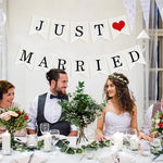 guirlande mariage just married bannières lettres cœur blanc rouge décoration anniversaire événement