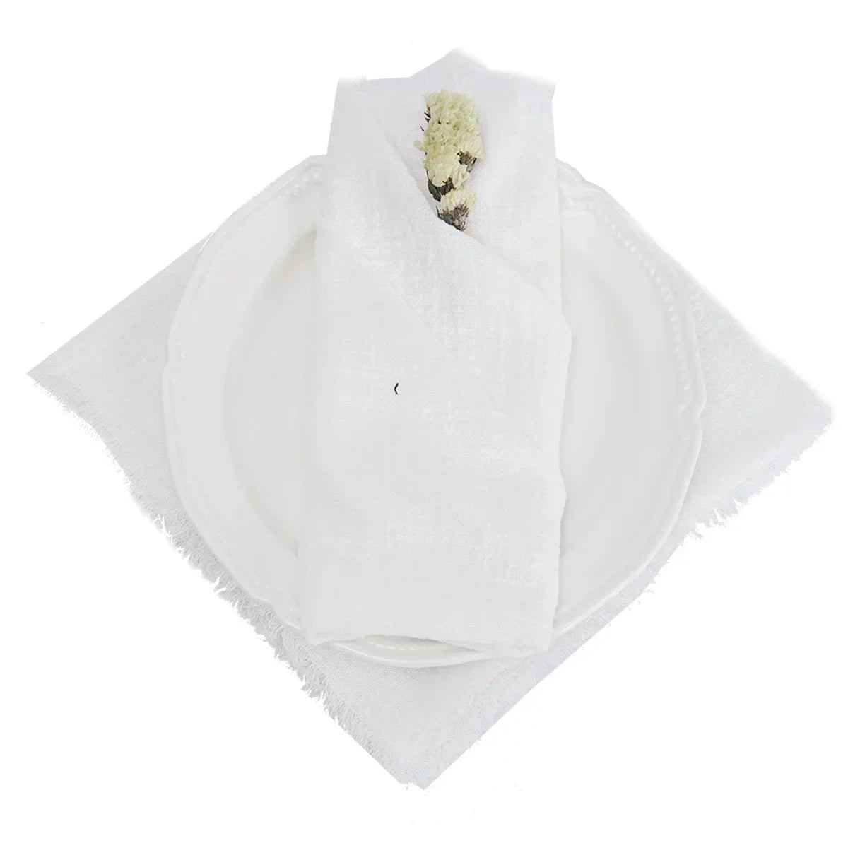 lot serviettes table coton rose franges ruban décorations mariage fête table rustique moderne