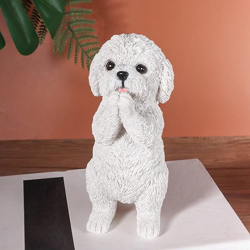 statue chien blanc peluche réaliste intérieur extérieur décoration maison jardin erotique detailledesign durable résine