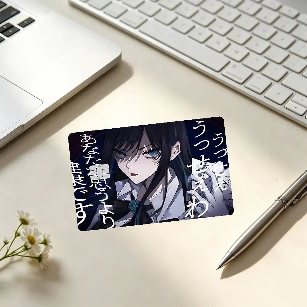 autocollants protection cartes credit dessin anime personnalisables adhésifs modernes bleu noir violet