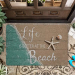 tapis d'entrée plage motif tortues étoiles mer vert beige blanc antidérapant résistant 30x50cm 40x60cm