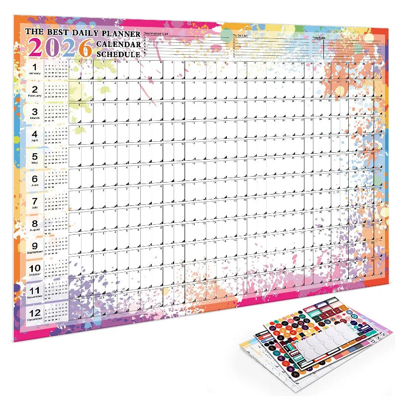 calendrier mural 2026 couleur motif cercle moderne adhésif marqueurs autocollants kawaii fonctionnel transparent opaque