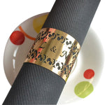 étiquettes serviettes personnalisables élégantes motif géométrique adhésif noir blanc doré bleu beige