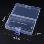boîte rangement bijoux plastique transparente moderne pratique poignée bleue intérieure 14cm 8cm