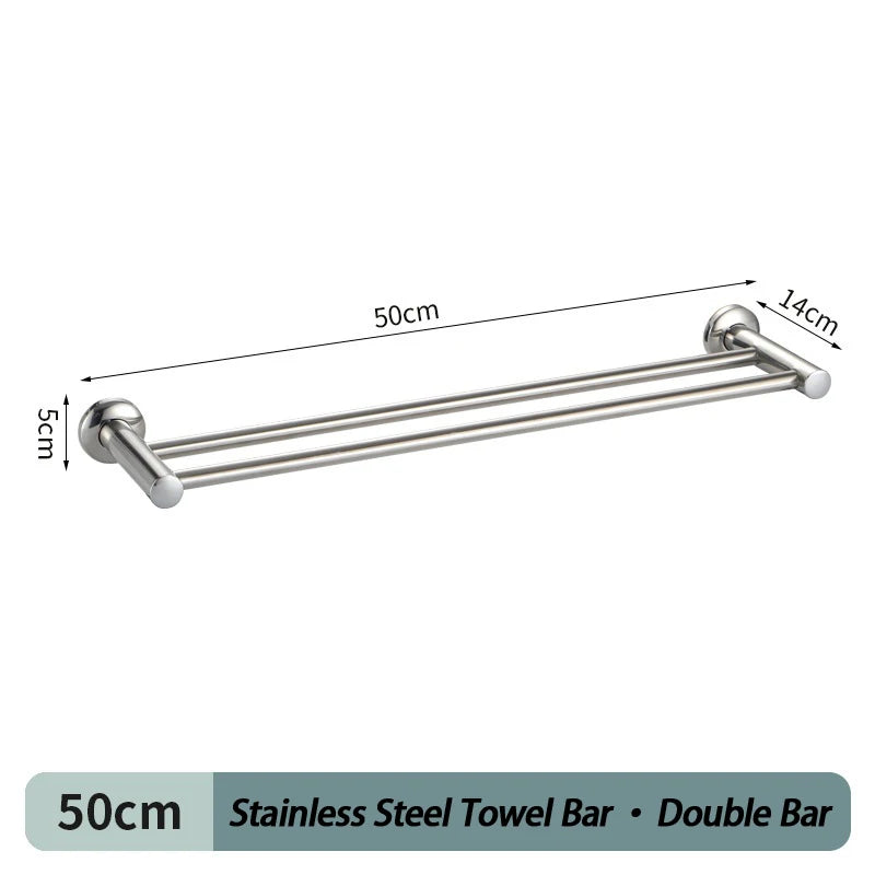 porte serviettes mural acier inoxydable 50cm 60cm single double moderne vis fixations